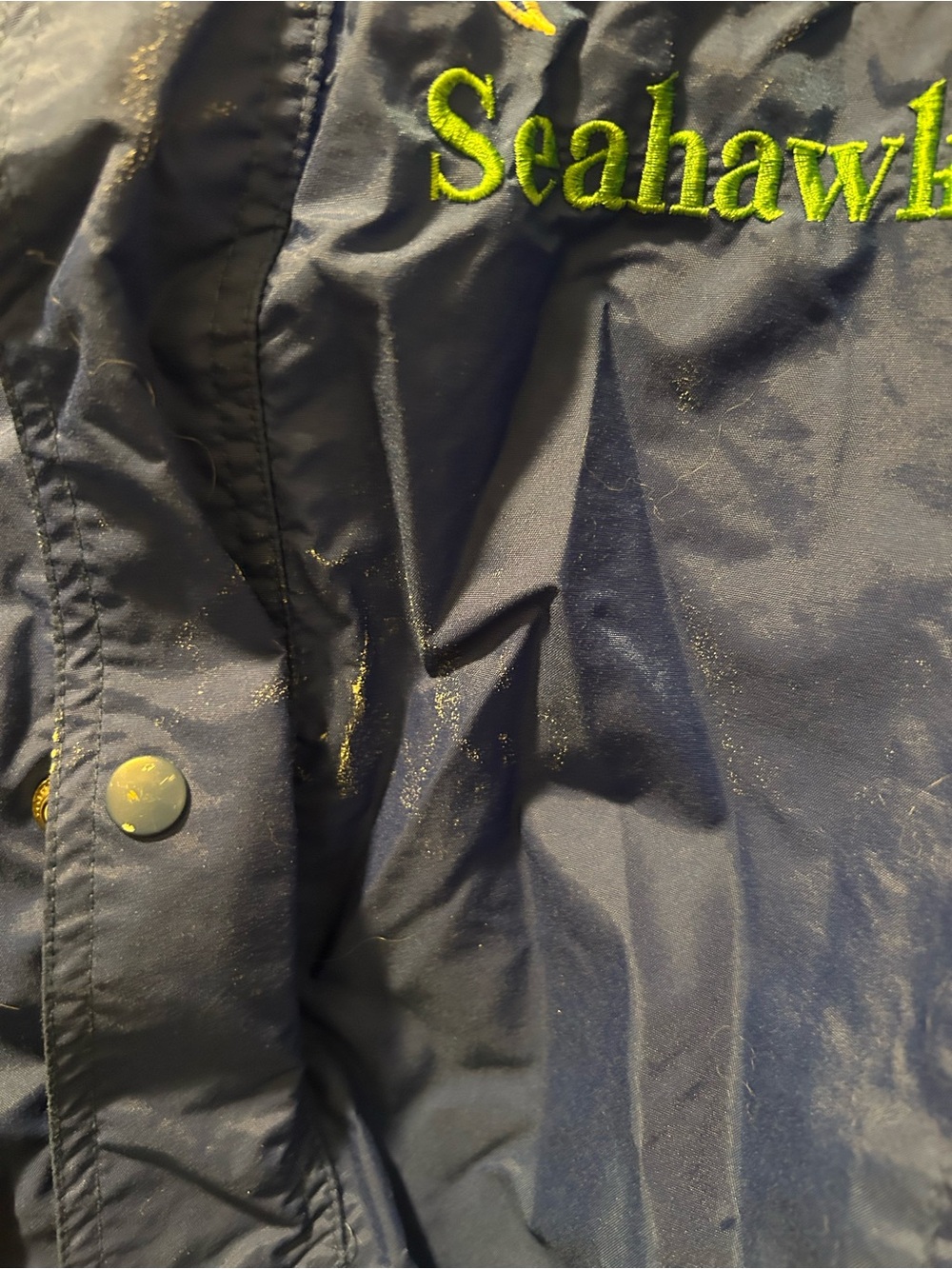 Reebok Navy and Lime Seattle Seahawks Embroidered Jacket - Picture 5 of 6